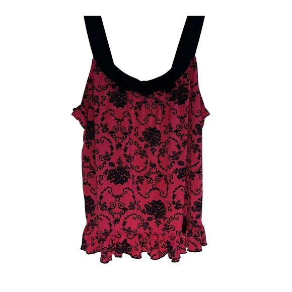 Vtg Y2K Linea Donatella Women L Vampire Goth Sexy Camisole Top Pink Black Whimsi - Picture 1 of 10